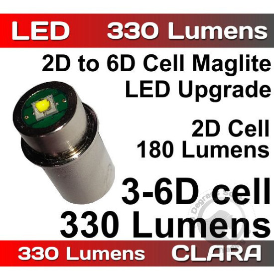 Clara LED 330LM CNC D Cell 2-6D Upgrade Module for Maglite