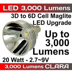 Clara LED 3000LM Upgrade for Maglite 2-6D 2.7-9V 6W Dimmable